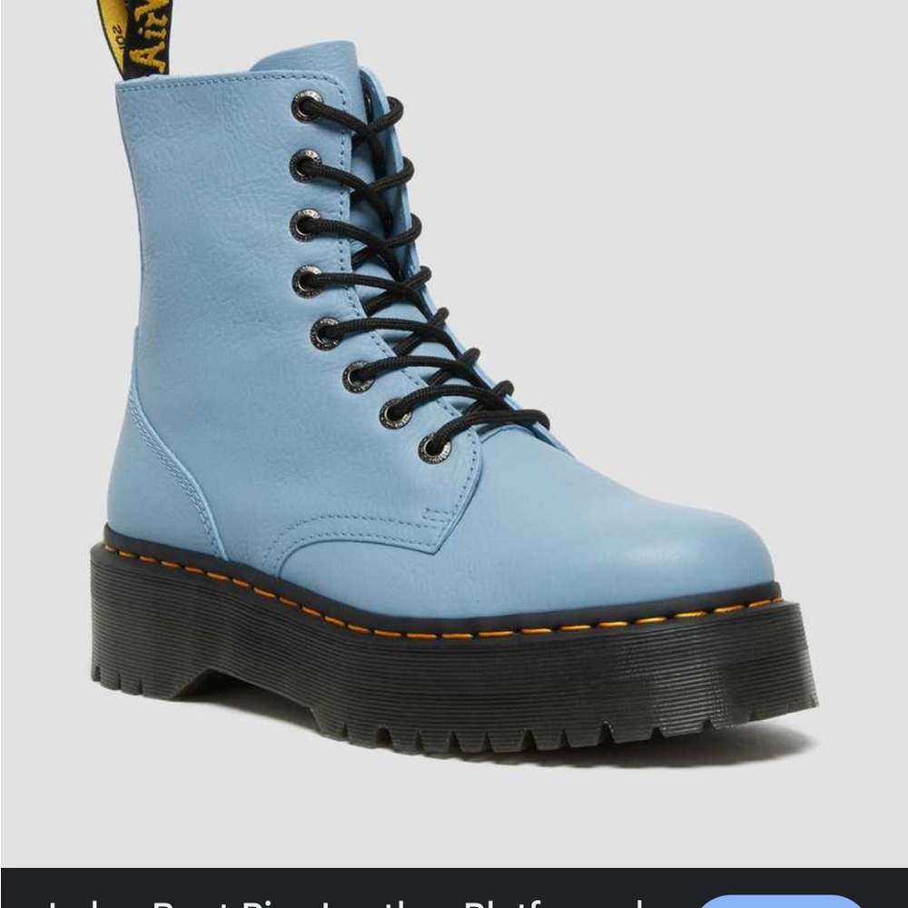 Dr. Martens Pisa Blue Leather Platform Women's Boots 9 Blue